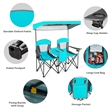 Portable Folding Camping Canopy Chairs w/ Cup Holder Turquoise