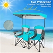 Portable Folding Camping Canopy Chairs w/ Cup Holder Turquoise