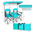 Portable Folding Camping Canopy Chairs w/ Cup Holder Turquoise