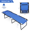 Folding Lounge Chaise High Recline W/Adjustable Backrest Navy