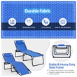 Folding Lounge Chaise High Recline W/Adjustable Backrest Navy