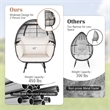 Patio Oversized Rattan Wicker Egg Chair Lounge Basket 4 Cushion White