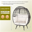 Patio Oversized Rattan Wicker Egg Chair Lounge Basket 4 Cushion White