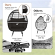 Patio Oversized Rattan Wicker Egg Chair Lounge Basket 4 Cushion Black