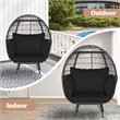 Patio Oversized Rattan Wicker Egg Chair Lounge Basket 4 Cushion Black
