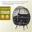 Patio Oversized Rattan Wicker Egg Chair Lounge Basket 4 Cushion Black