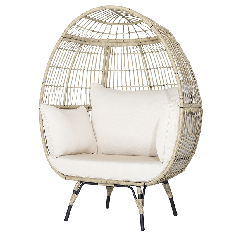 Patio Oversized Rattan Egg Chair Lounge Basket for Indoor Outdoor