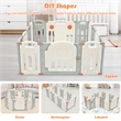 Foldable Baby Playpen 14 Panels Kids Activity Play Beige