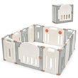 Foldable Baby Playpen 14 Panels Kids Activity Play Beige