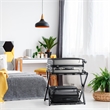 Folding Metal Luggage Rack Suitcase Shoe Holder with Shelf Black