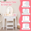 Vanity Set with Lighted Mirror Chair 2 Color LED Lighting Makeup White