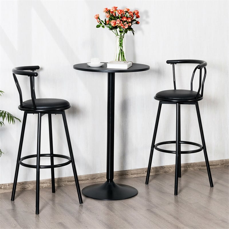 6 PCS 24 inch Round Pub Table Bistro Bar Table W/Metal Base Black