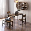 4pcs Dining Table Set Rustic Desk 2 Chairs and Bench  Brown