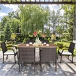 7PCS Patio Rattan Dining Set Table Top with Umbrella Hole White