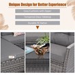 4PCS Patio Rattan Furniture Set Sofa Ottoman Garden Deck Gray