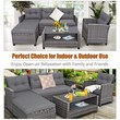 4PCS Patio Rattan Furniture Set Sofa Ottoman Garden Deck Gray