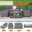 4PCS Patio Rattan Furniture Set Sofa Ottoman Garden Deck Gray