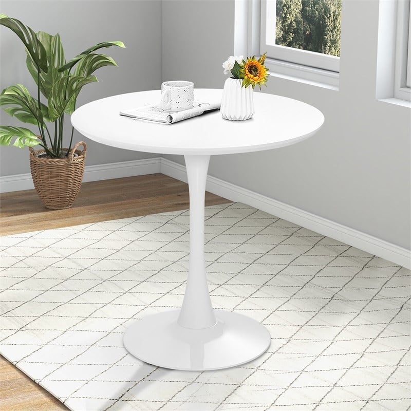 Modern Tulip Kitchen Table Round Dining Table w/ MDF Top White