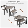 4pcs Dining Table Set Rustic Desk 2 Chairs and Bench Gray