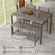 4pcs Dining Table Set Rustic Desk 2 Chairs and Bench Gray