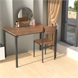 4pcs Dining Table Set Rustic Desk 2 Chairs and Bench Brown