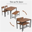 4pcs Dining Table Set Rustic Desk 2 Chairs and Bench Brown