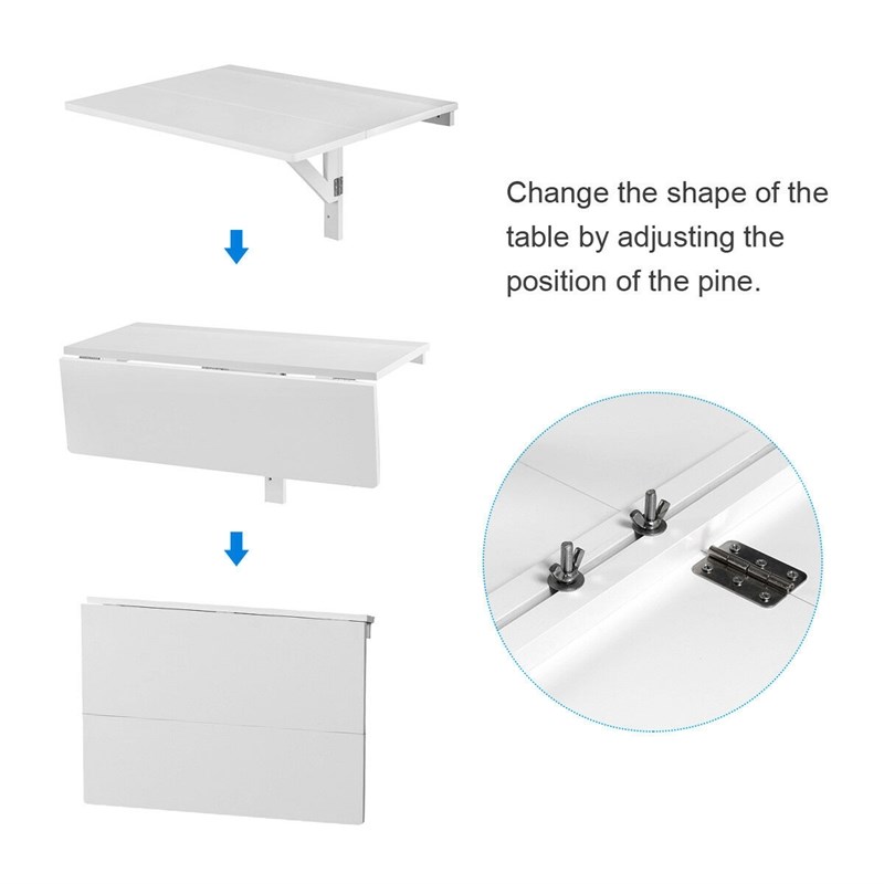 Wall Mounted Drop Leaf Table Floating Folding Desk Space Saver White