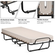 Folding Bed Rollaway Extra Guest W/Memory Foam Mattress Beige