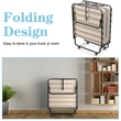 Folding Bed Rollaway Extra Guest W/Memory Foam Mattress Beige