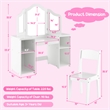 Vanity 2 in 1 Princess Makeup Desk and Chair Set Safe White