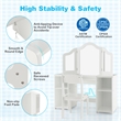 Vanity 2 in 1 Princess Makeup Desk and Chair Set Safe White