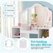 Vanity 2 in 1 Princess Makeup Desk and Chair Set Safe White