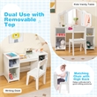 Vanity 2 in 1 Princess Makeup Desk and Chair Set Safe White