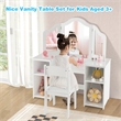 Vanity 2 in 1 Princess Makeup Desk and Chair Set Safe White