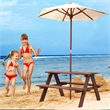 Outdoor Picnic Table Bench with Folding Umbrella  4 Seat
