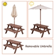 Outdoor Picnic Table Bench with Folding Umbrella  4 Seat