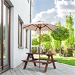 Outdoor Picnic Table Bench with Folding Umbrella  4 Seat