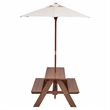 Outdoor Picnic Table Bench with Folding Umbrella  4 Seat
