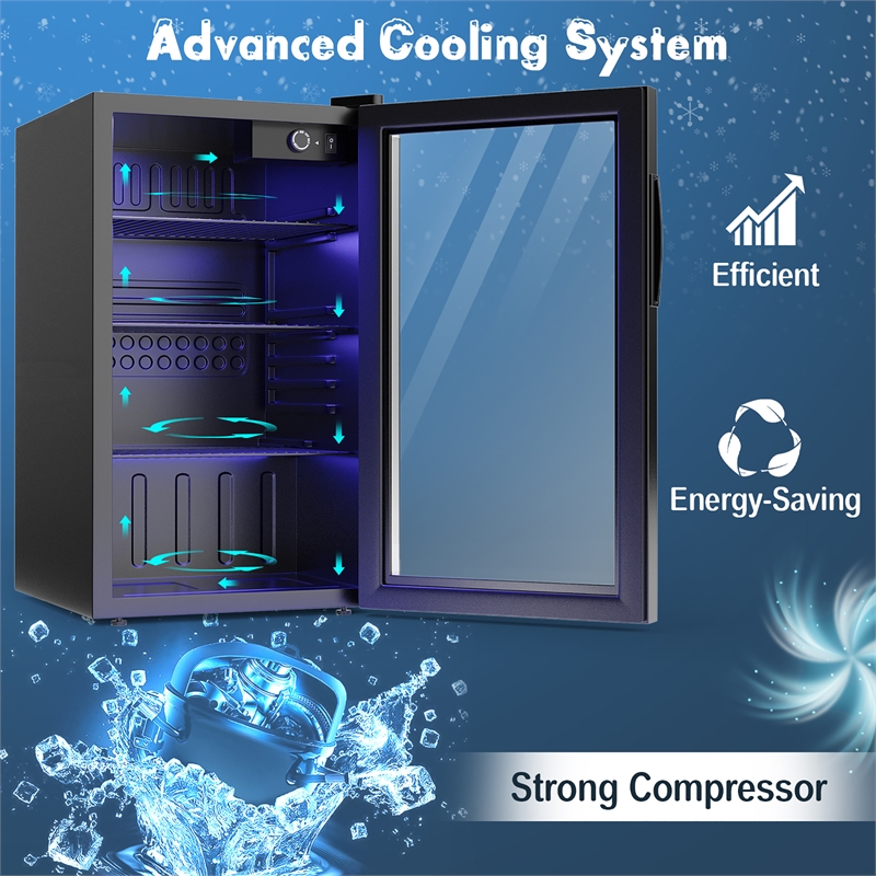 120 Can Beverage Refrigerator Wine Soda Drink Cooler Mini Black