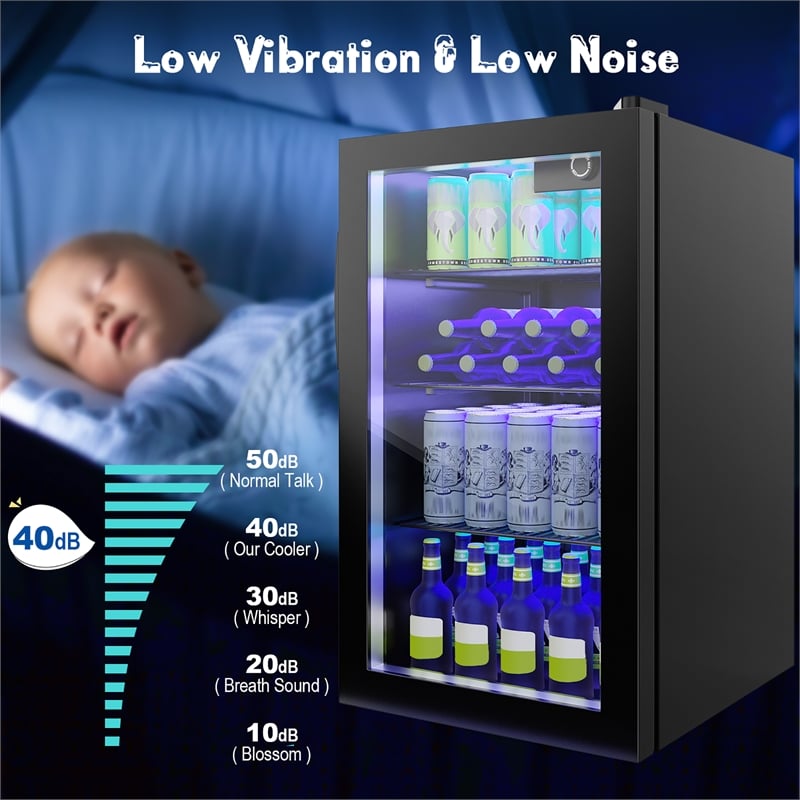 120 Can Beverage Refrigerator Wine Soda Drink Cooler Mini Black