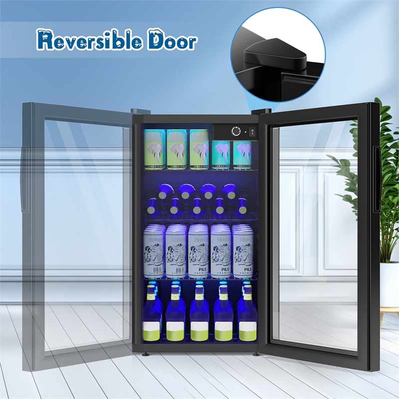 120 Can Beverage Refrigerator Wine Soda Drink Cooler Mini Black