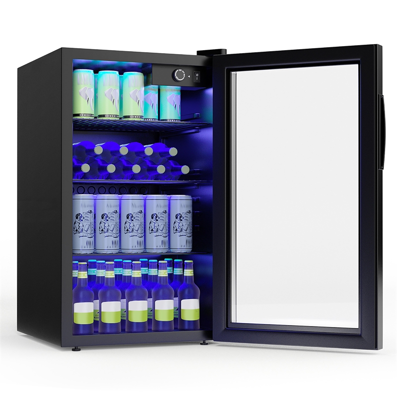 120 Can Beverage Refrigerator Wine Soda Drink Cooler Mini Black