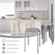 Set of 6 Stackable Metal Stool Set Backless Round Top Kitchen Gray