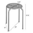 Set of 6 Stackable Metal Stool Set Backless Round Top Kitchen Gray
