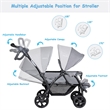 Double Stroller Foldable Baby Twin Lightweight Infant Pushchair Gray