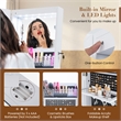 Swivel Jewelry Cabinet Standing Armoire Organizer w/LED Light White