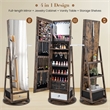 Swivel Jewelry Cabinet Standing Armoire Organizer w/LED Light Brown
