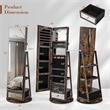 Swivel Jewelry Cabinet Standing Armoire Organizer w/LED Light Brown
