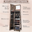 64 inch Jewelry Organizer Lockable Jewelry Cabinet Armoire Coffee