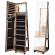 64 inch Jewelry Organizer Lockable Jewelry Cabinet Armoire Coffee